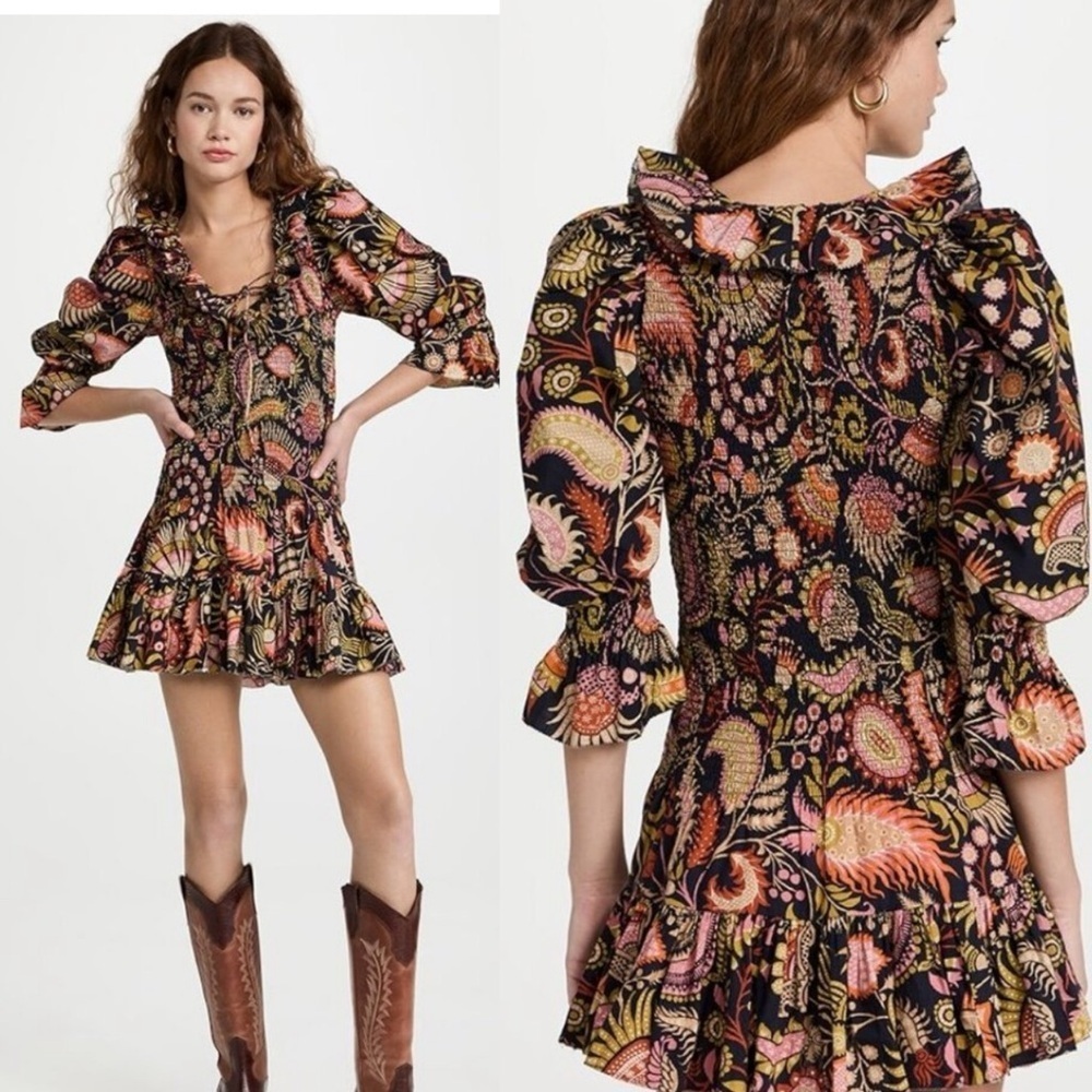 LOVE THE LABEL Jasper Smocked Cotton Mini Dress In Molly